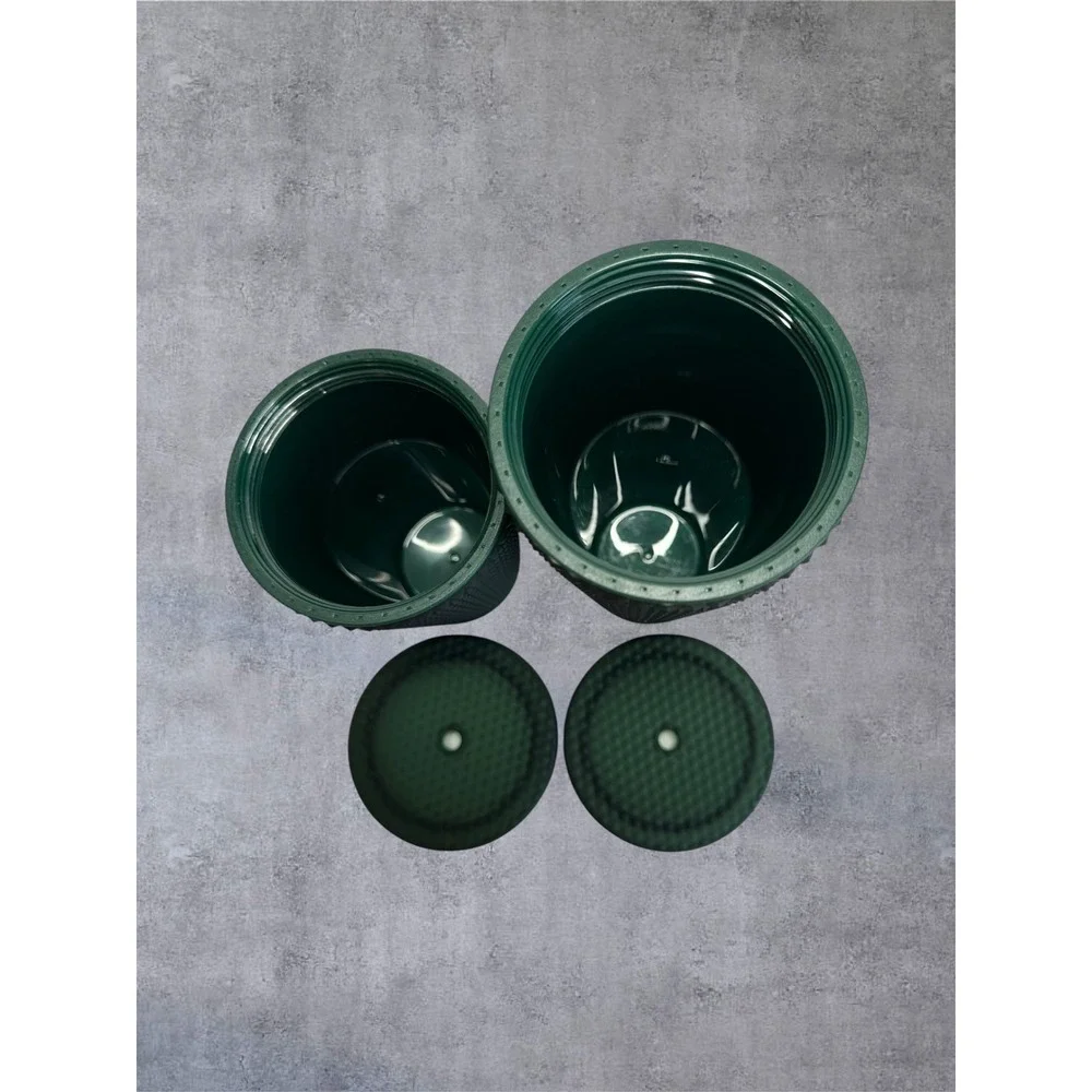 Starbucks Studded Tumbler Set 2 Venti Grande Texture Dark Green Matte Cold Cup